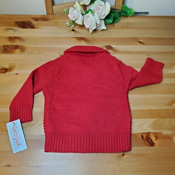 Cat & Jack  - Baby Boys' Shawl Collar Pullover Sweater  Red 18M - Picture 3 of 5